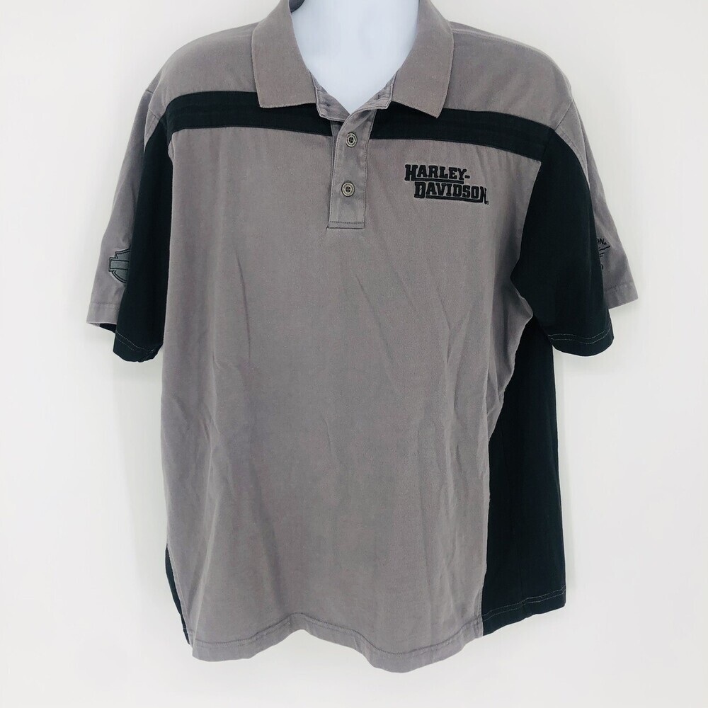 Harley Davidson Men's Gray Collared Short Sleeve Pull Over Work Polo Size XL